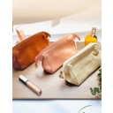 کیف آرایشی چرم مصنوعی مدل PU رنگ کرم شیری