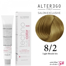 رنگ مو تکنو آلترگو 8.2 بلوند بنفش روشن Alterego Techno  Techno fruit color Light Blond Iris Hair Color Cream 8.2