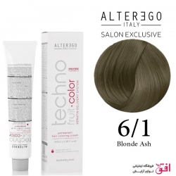 رنگ مو تکنو آلترگو ۶.۱ قهوه ای دودی تیره طبیعی Alterego Techno  Techno fruit color Dark Ash Natural Brown Hair Color Cream 6.1