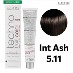 رنگ مو تکنو آلترگو 5.11 خاکستری قوی خیلی روشن Alterego Techno  Techno fruit color Light Chestnut intense Ash Hair Color Cream 5.11