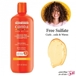 شامپو موهای فر و مجعد شی باتر کانتو (فری سولفات ) حجم ۴۰۰میلی لیتر | Cantu Shea Butter Sulfate-Free Cleansing Cream Shampoo 400ml