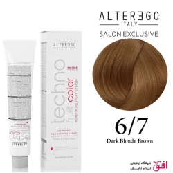 رنگ مو تکنو آلترگو 6.۷ بلوند تیره گردویی Alterego Techno Techno fruit color Dark blonde Brown Hair Color Cream 6.7