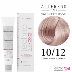 رنگ مو تکنو آلترگو 10.12 بلوند پلاتینه دودی بنفش Alterego Techno Techno fruit color Deep Blonde Ash Irise Hair Color Cream 10.12