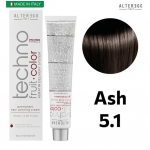 رنگ مو تکنو آلترگو ۵.۱ دودی قهوه‌ای روشن طبیعی Alterego Techno  Techno fruit color Light Ash Natural Brown Hair Color Cream 5.1